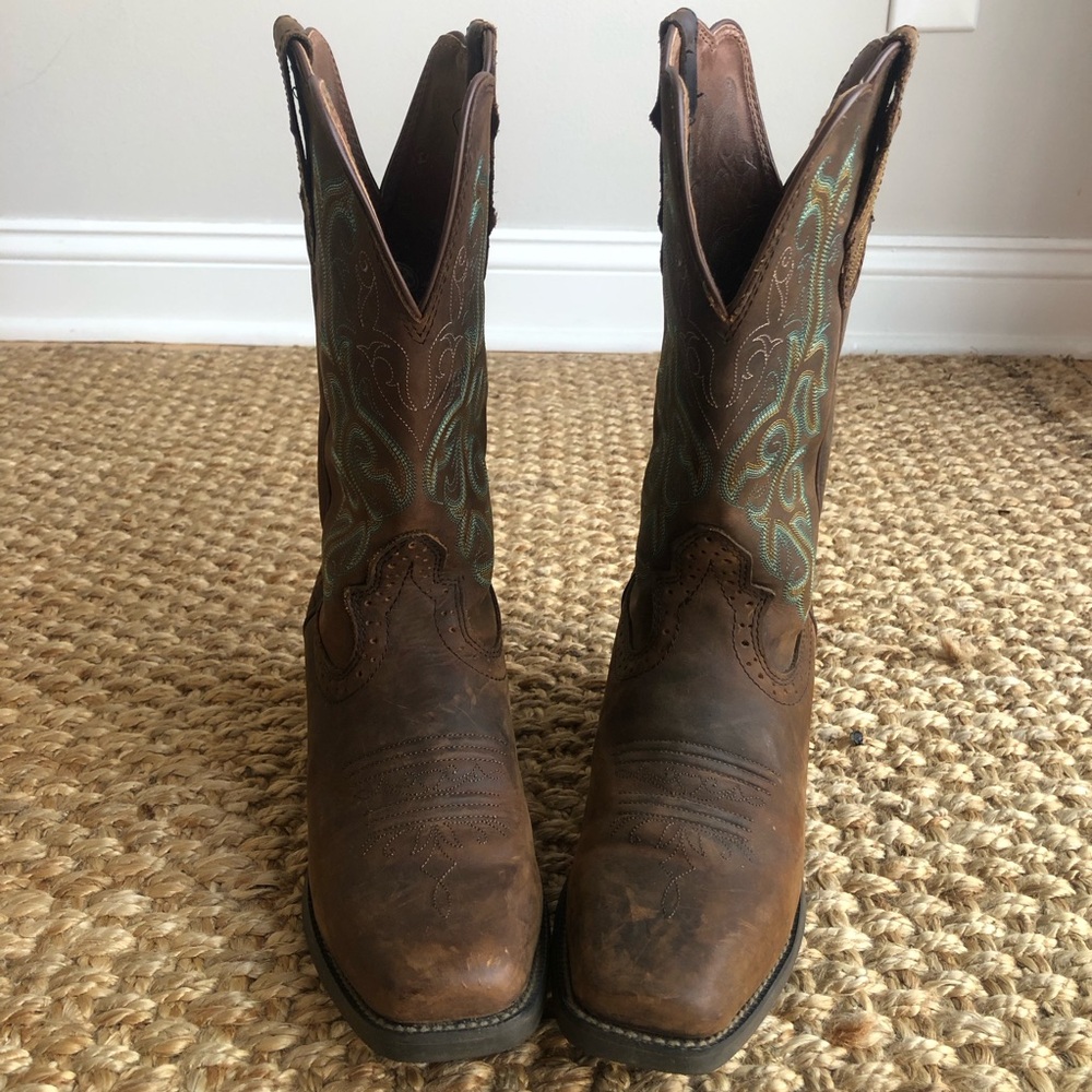 Justin Boots Brown and Blue Women's Western Boots - Picture 8 of 12